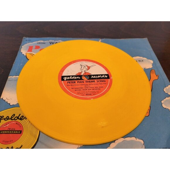 Walt Disneys Peter Pan Vinyl Record Little Golden Records 78 RPM 1952 Theme Song - Picture 4 of 5